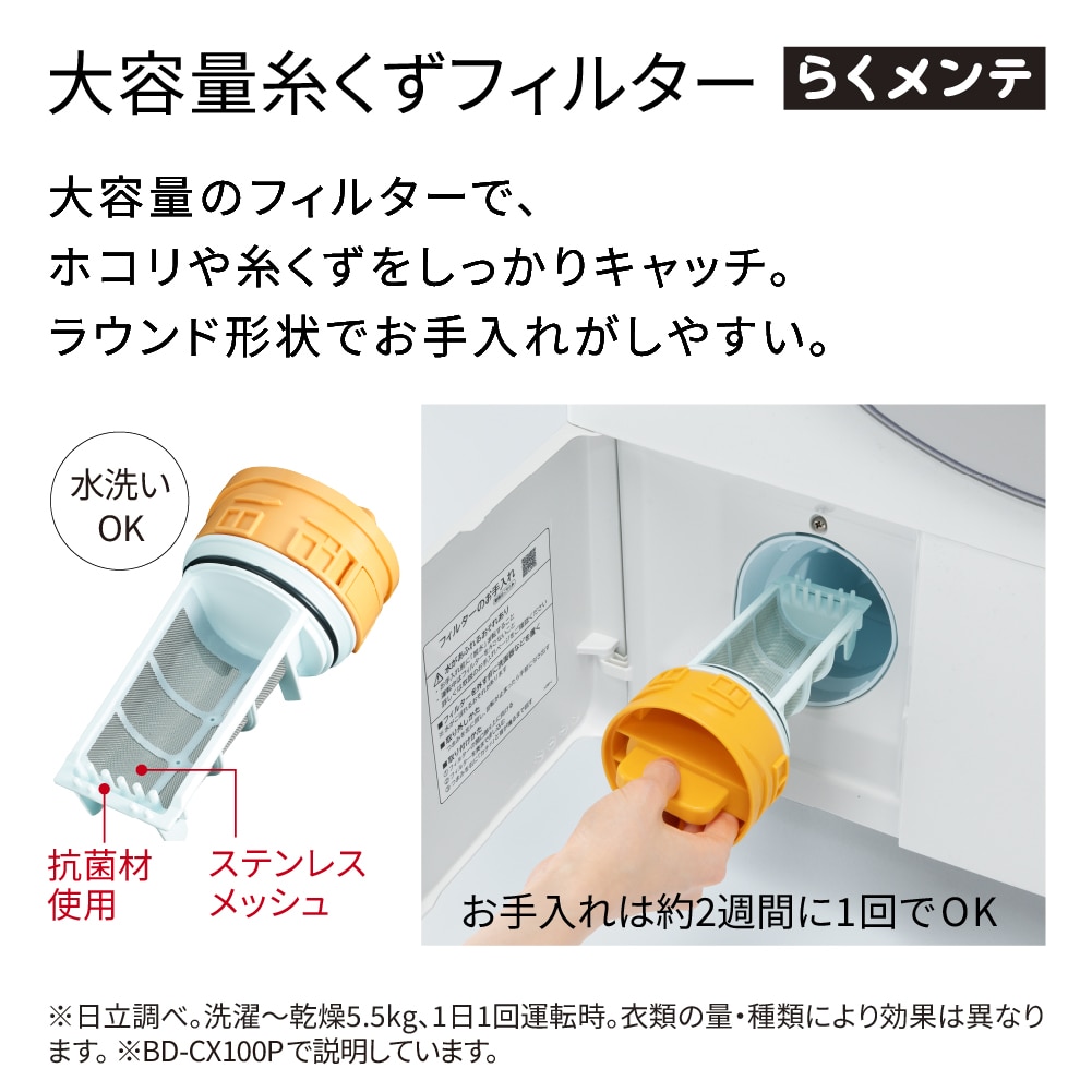 【4W】ドラム式洗濯乾燥機(洗濯:10kg・乾燥:5.5kg・右開き)BD-CX100PR W ホワイト