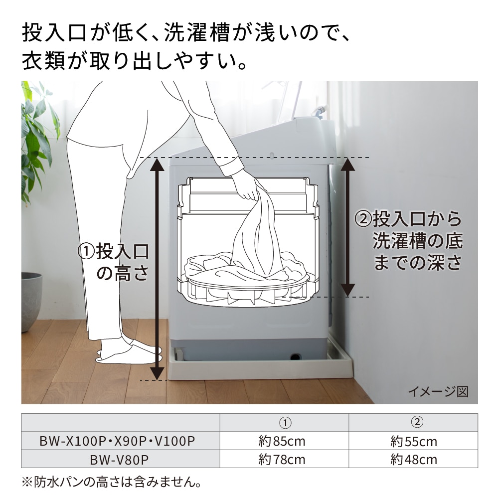 タテ型洗濯機(10kg) BW-V100P W ホワイト