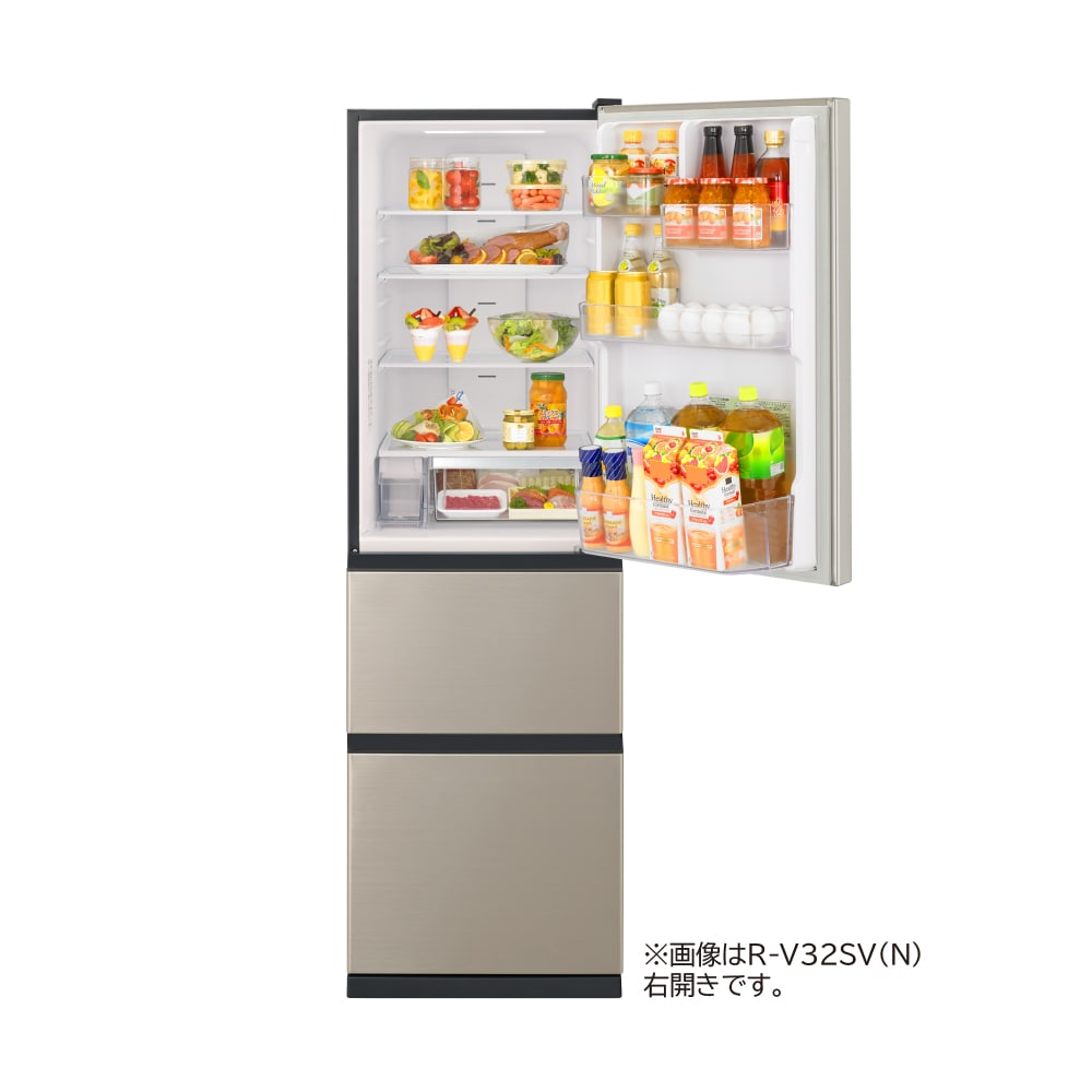 冷蔵庫（315L・左開き） R-V32SVL K(ブリリアントブラック): キッチン ...